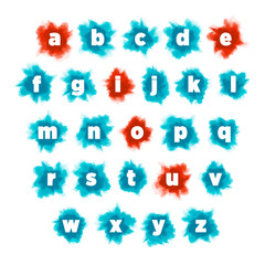 Artistic and cool blue green and red alphabet, with explosion background - vector.