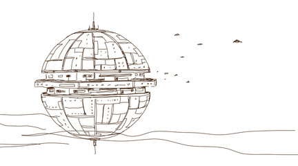 Outer planets in space, vector illustration. © liuzishan