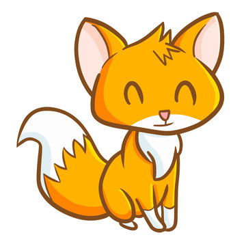 Funny and cute smiling fox sitting calmly - vector.