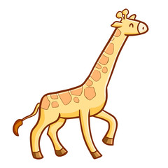Cute and funny giraffe standing and smiling happily - vector.