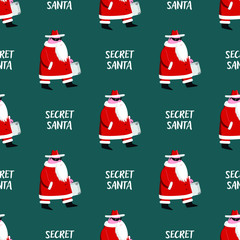 Secret Santa wrapping paper seamless pattern