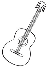 Obraz na płótnie Canvas Guitar musical instrument vector in black outline