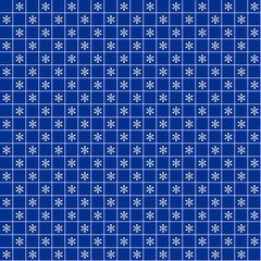 Blue christmas wrapping paper seamless pattern. White snowflakes on the blue background