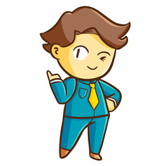 Funny and cute businessman smiling with confident - vector.