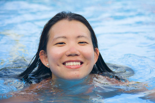 Asian Beauty in Pool stock image. Image of happiness - 39079105