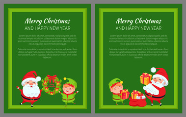 Set of Merry Christmas and Happy New Year Banners
