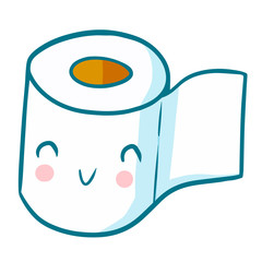 Cute and funny toilet tissue smiling happily - vector.