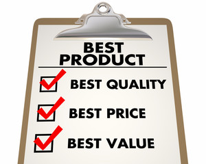 Best Product Checklist Price Quality Value 3d Illustration