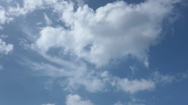 Deep blue skies high definition time lapse video footage of cloudscape with light cloud formations.