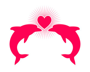 Fototapeta premium love heart dolphin fish nautical marine life image animal