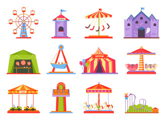 Park of Attractions Collection Vector Illustration