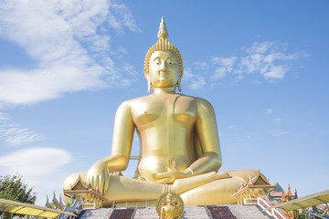 Golden Buddha statue at Wat Muang temple in Angthong, Thailand