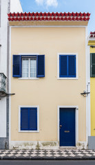 Houses in the historical centre of Ponta Delgada on the island of Sao Miguel in the Azores, Portugal