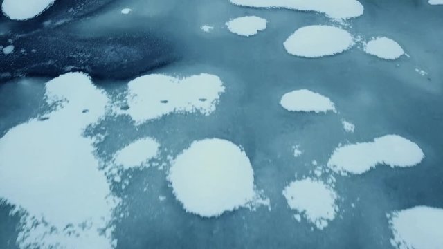 aerial flight over winter landscape in ebensee