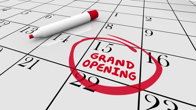 Grand Opening Calendar Day Date Circled 3d Animation