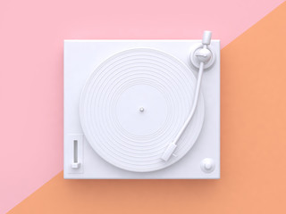 white vinyl player pink orange background 3d rendering - obrazy, fototapety, plakaty