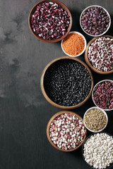 Various beans in bowls