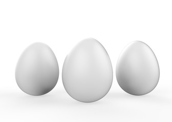 White eggs on isolated white Background, 3d illustration
