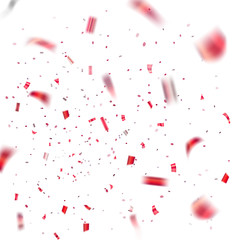 Fototapeta na wymiar Red confetti explosion celebration isolated on white background. Falling confetti. Abstract decoration party, birthday celebrate or Christmas, New Year confetti decor Vector illustration