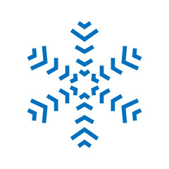 Snowflake sign. Blue Snowflake icon isolated on white background. Snow flake silhouette. Symbol of snow, holiday, cold weather, frost. Winter design element. Vector illustration