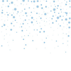 Christmas winter white background with Christmas falling snowflakes. Blue elegant snowfall Christmas background. Happy New Year card design for holiday, winter Xmas decoration. Vector illustration