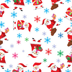 Seamless Pattern Cartoon vector Merry christmas Santa and Gift