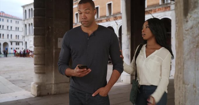 Black female finds concerned boyfriend after getting lost in Venice
