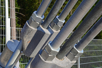 Naklejka premium Wire and metal parts of the footbridge in Austria