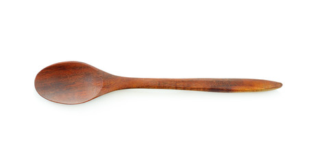 wood spoon on white background.