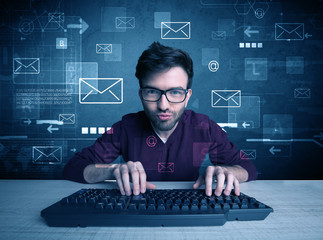 Intruder hacking email passcodes concept