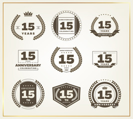 15 years anniversary logo set. Vector illustration.