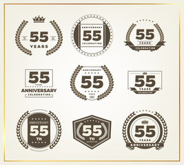 55 years anniversary logo set. Vector illustration.