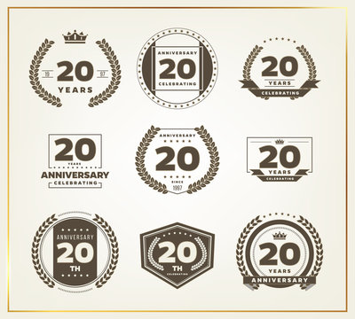 20 years anniversary logo set. Vector illustration.