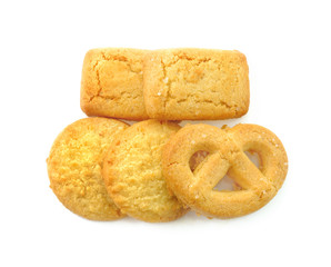 Christmas butter cookies biscuit isolated on white background.