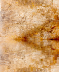 
Rusty corroded background with the water reflection