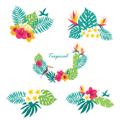 Floral paradise hand drawn tropical leaves