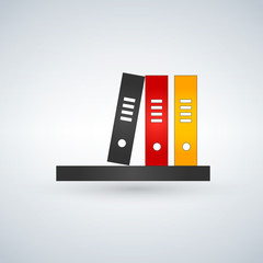 Bookshelf icon with colorfull books. vector illustration