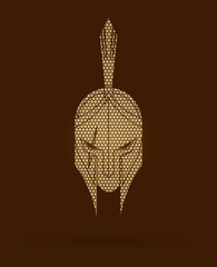 Roman or Greek Helmet , Spartan Helmet, Angry Warrior face designed using geometric pattern graphic vector