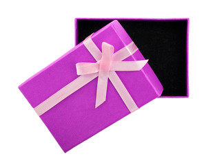 red present box with tie. Isolated on white background