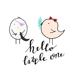 Nursery cute poster with animal. Hand drawn vector illustration with lettering.