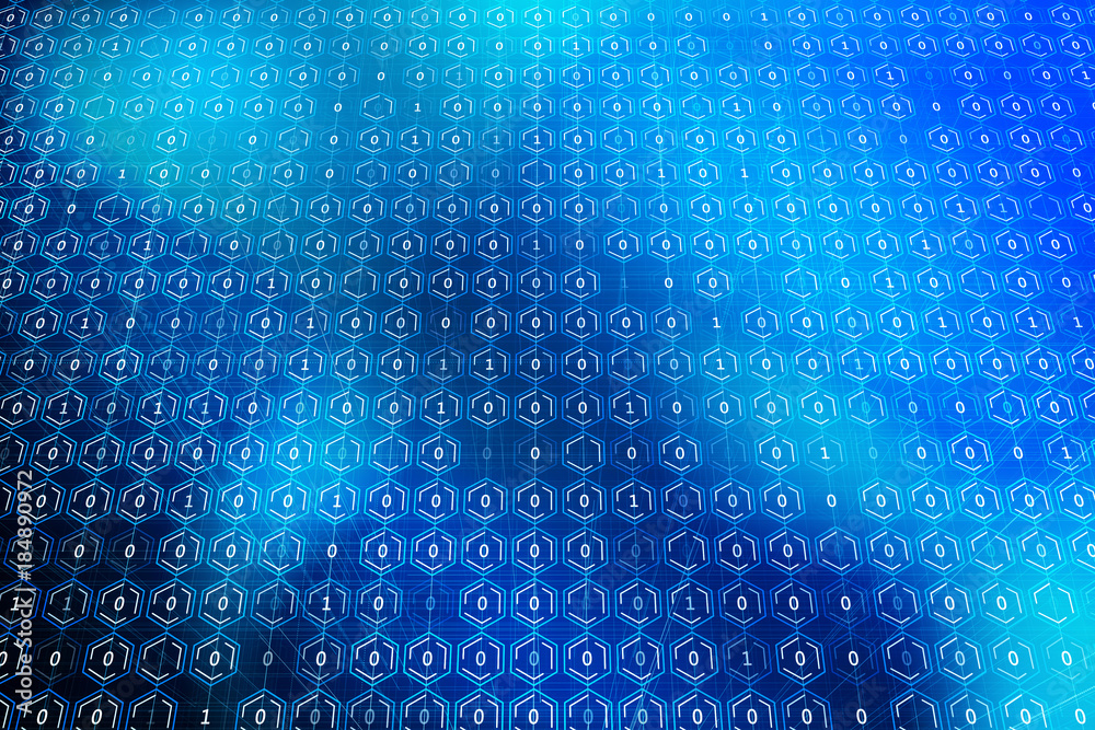 Poster Blue binary code background
