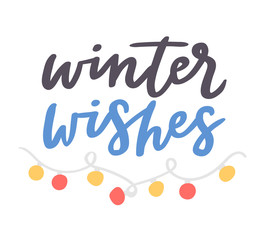 Winter Hello logo vector badge text letters motivation welcome wintertime phrases and quotes illustration lettering