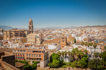 Naklejka premium Panorama view of city Malaga from high point