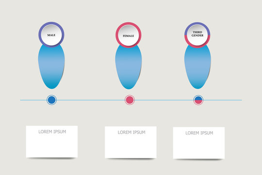 Blue infographs showing male, female and third gender as a organization chart ready for your text