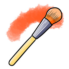 Funny and cute makeup brush for beautiful face - vector.