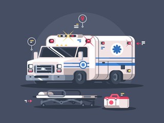 Ambulance car with flasher