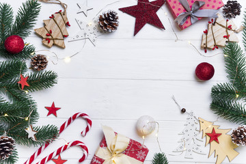 Christmas frame with candy and toys