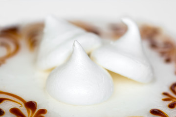 Homemade creamy cake, decorated with egg glaze