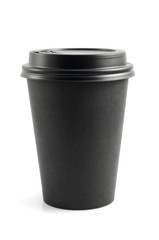 Black closed plastic glass, isolate.