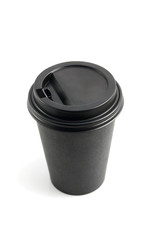 Black closed plastic glass, isolate.